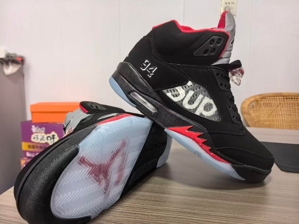 Air Jordan 5 Black/Red Sneakers | Ember Alliance