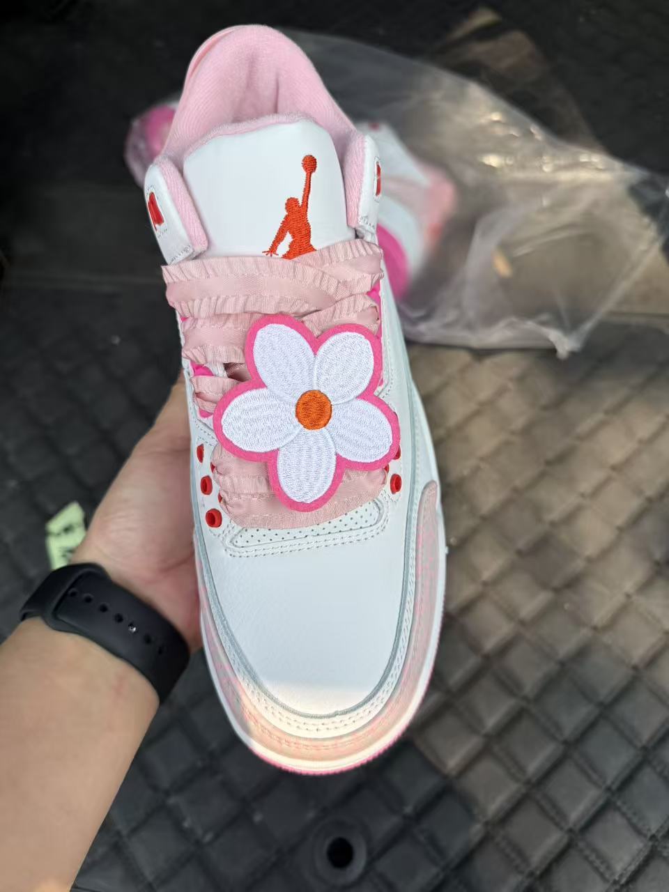 Air Jordan 3 White & Pink Floral Sneakers | Petal Pop