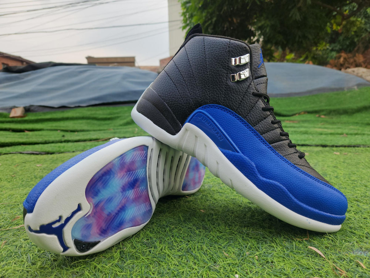 Air Jordan 12 Midnight Blue Contrast Sneakers - Black/Blue/White