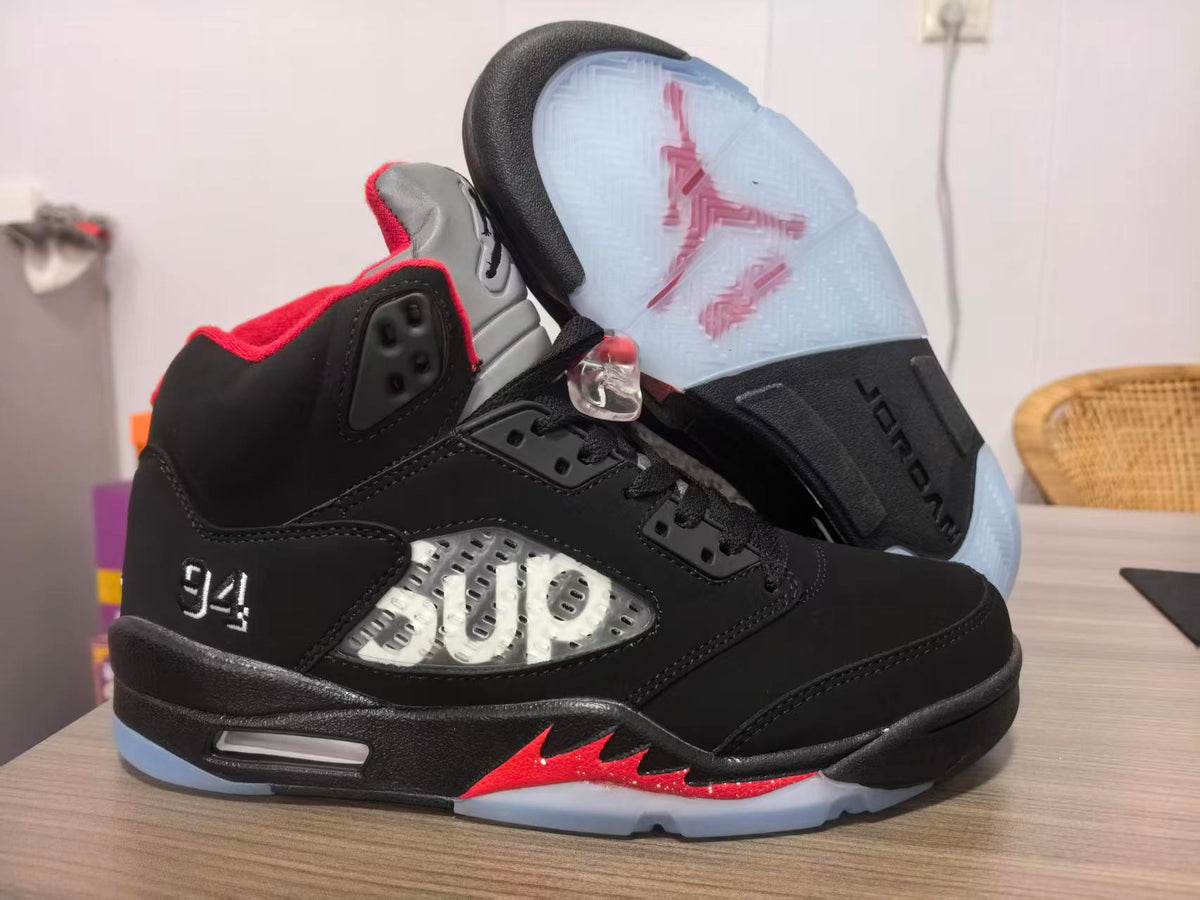 Air Jordan 5 Black/Red Sneakers | Ember Alliance