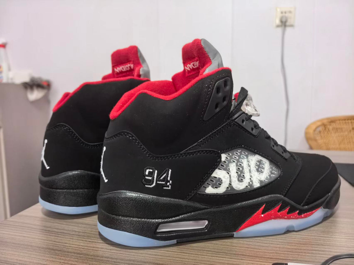 Air Jordan 5 Black/Red Sneakers | Ember Alliance