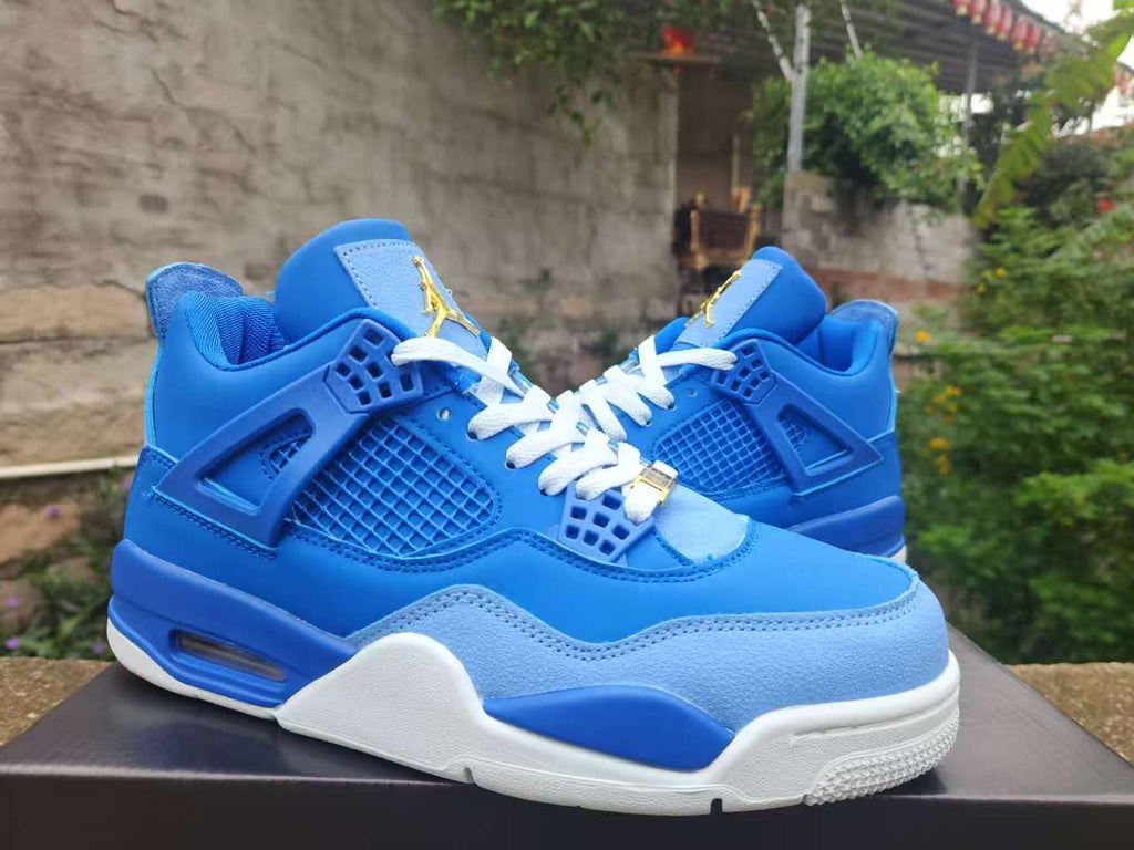 Air Jordan 4 Retro Royal-Blue-Gold Sneakers | Regal Horizon