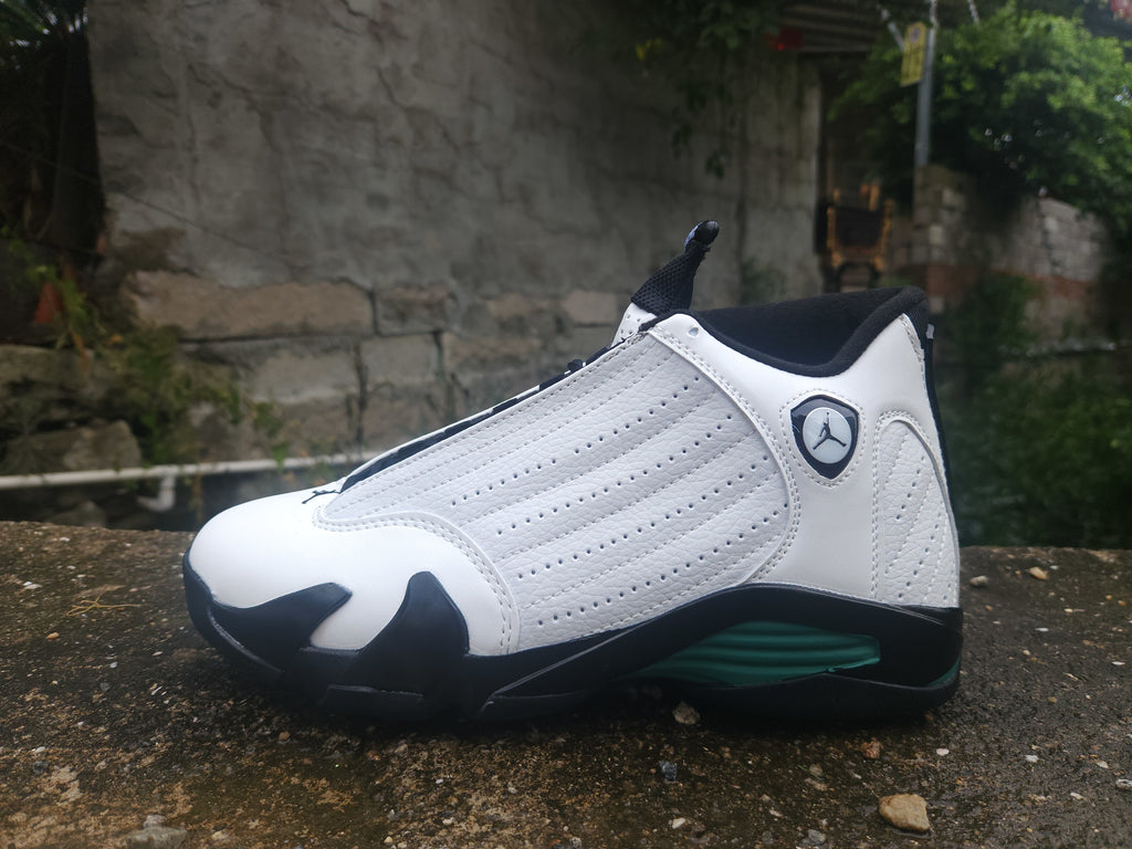 Air Jordan 14 Retro Greenline Contrast Sneakers - White/Black/Green