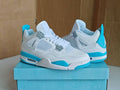 Air Jordan 4 Retro "White Aluminum Ice Blue" Sneakers