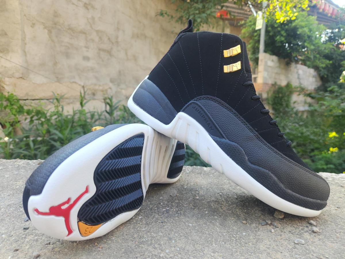 Air Jordan 12 Retro Gilded Contrast Men's Sneakers - Black/White/Gold