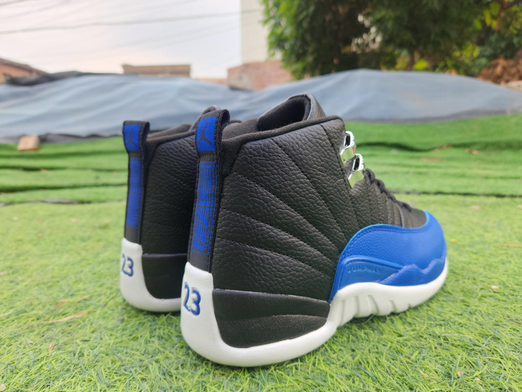 Air Jordan 12 Midnight Blue Contrast Sneakers - Black/Blue/White