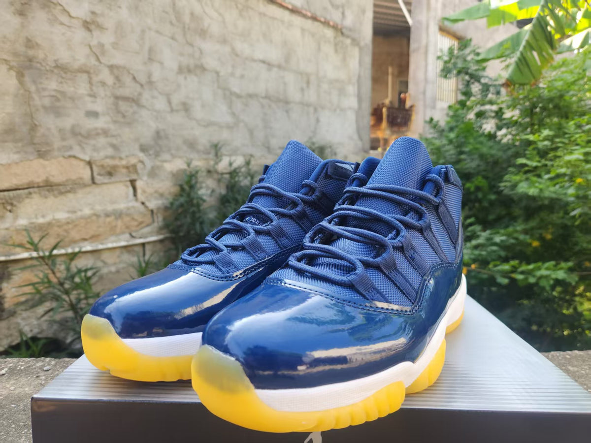 Air Jordan 11 Deep Blue & Yellow Sneakers | Midnight Beacon