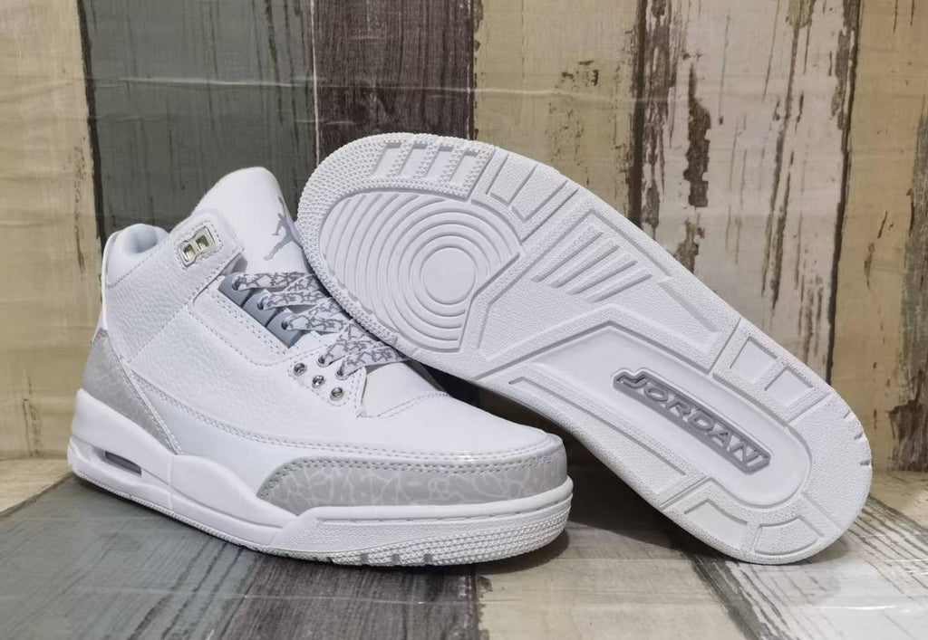 Air Jordan 3 Retro Pure White Sneakers for Men & Women | White Meridian