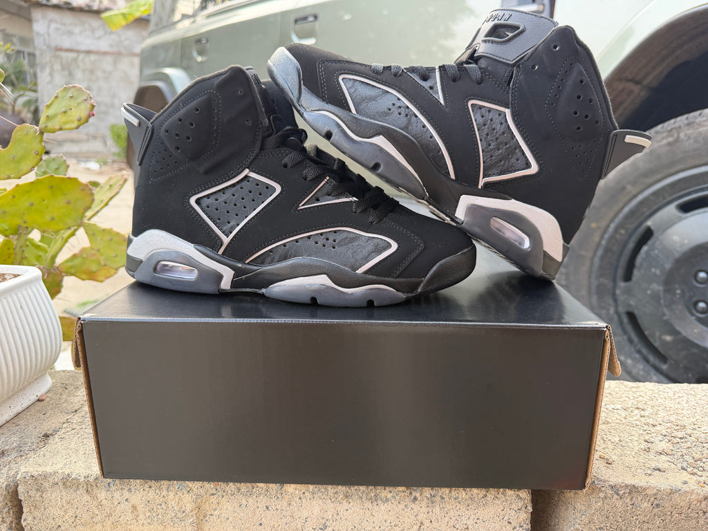 Air Jordan 6 Black/Silver Sneakers | Chrome Interval