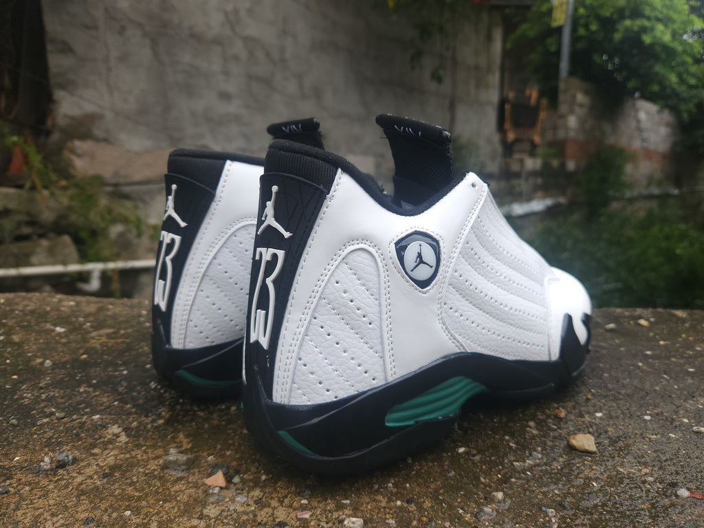 Air Jordan 14 Retro Greenline Contrast Sneakers - White/Black/Green