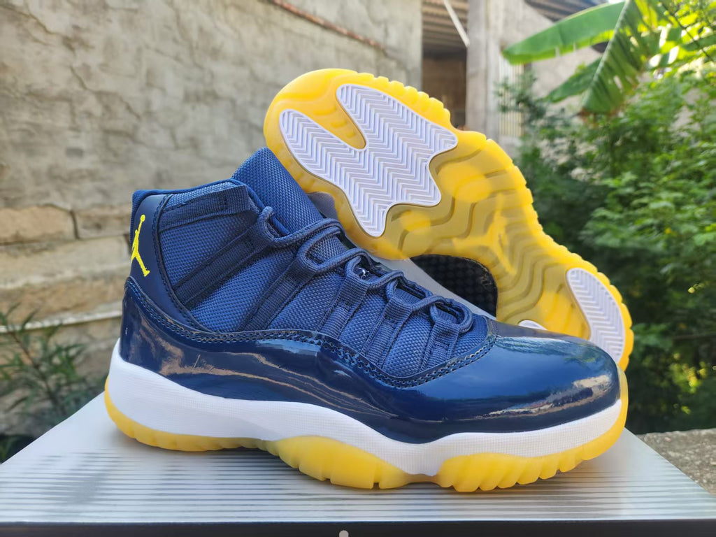 Air Jordan 11 Deep Blue & Yellow Sneakers | Midnight Beacon