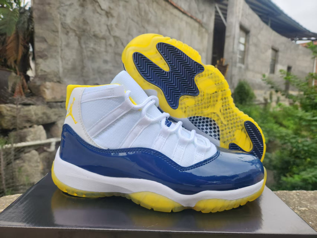 Air Jordan 11 White/Blue/Yellow Sneakers | Daybreak Compass