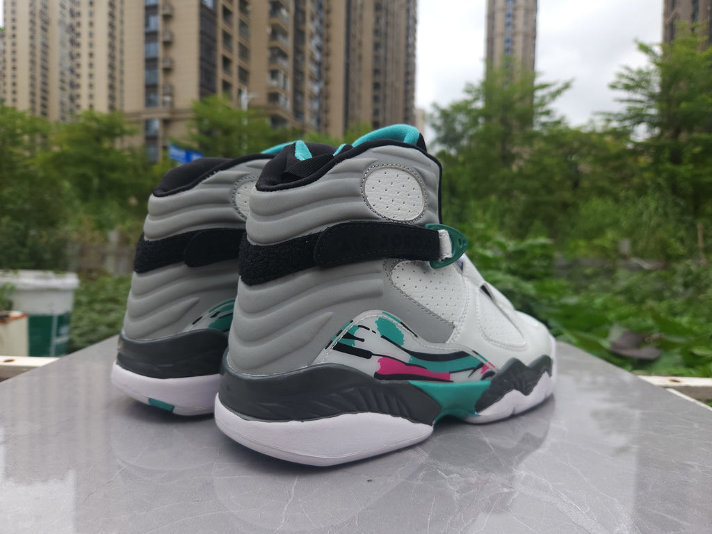 Air Jordan 8 Retro "White Grey Green" Sneakers