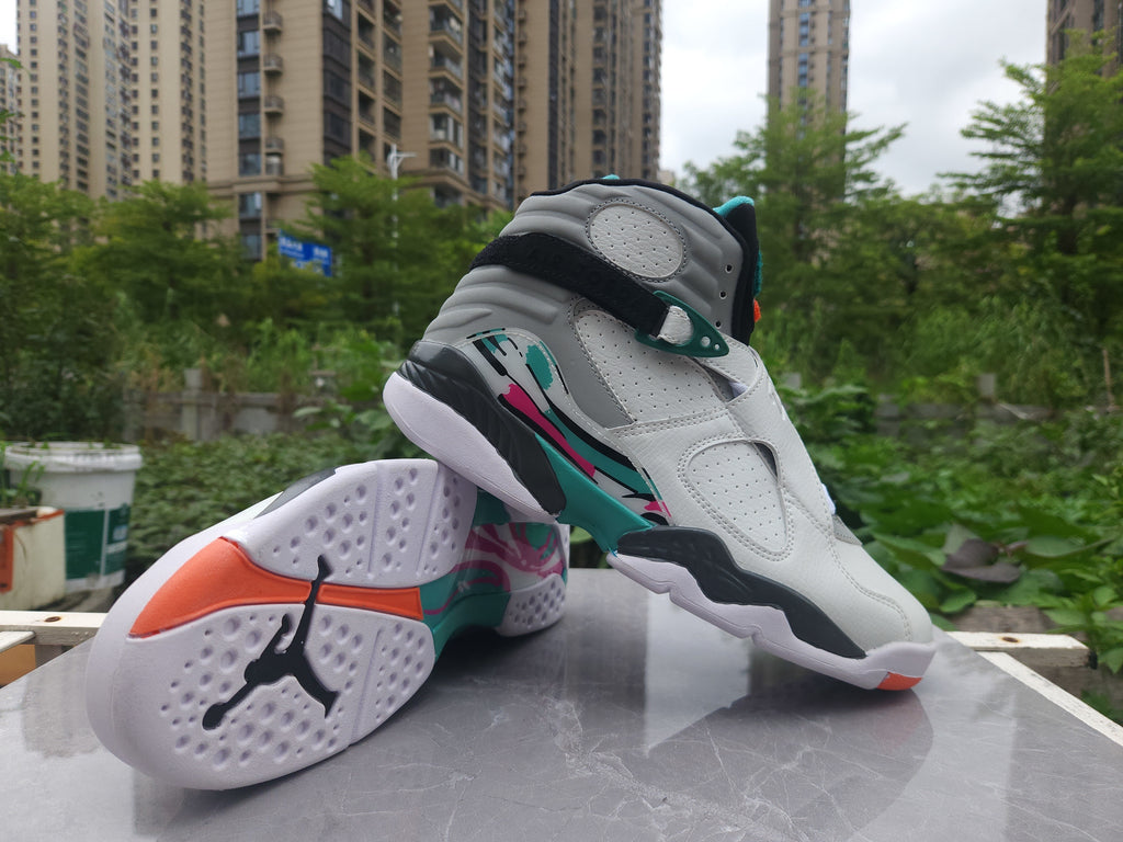 Air Jordan 8 Retro "White Grey Green" Sneakers