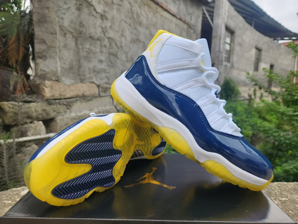 Air Jordan 11 White/Blue/Yellow Sneakers | Daybreak Compass
