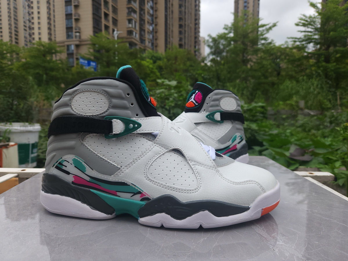 Air Jordan 8 Retro "White Grey Green" Sneakers