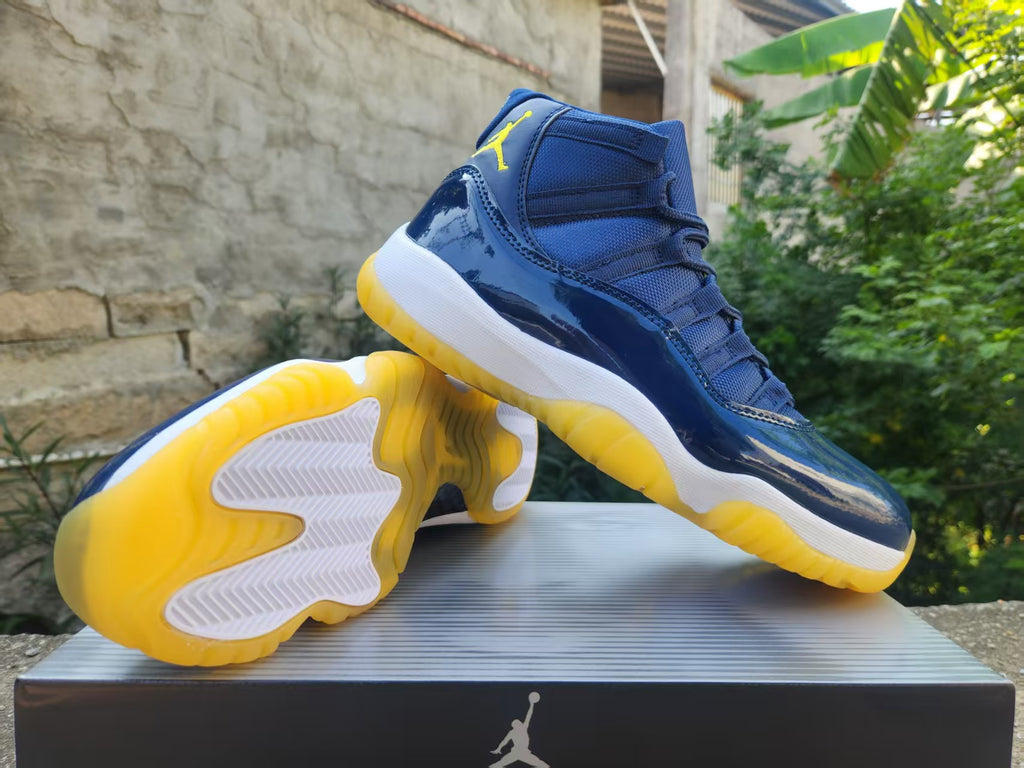 Air Jordan 11 Deep Blue & Yellow Sneakers | Midnight Beacon