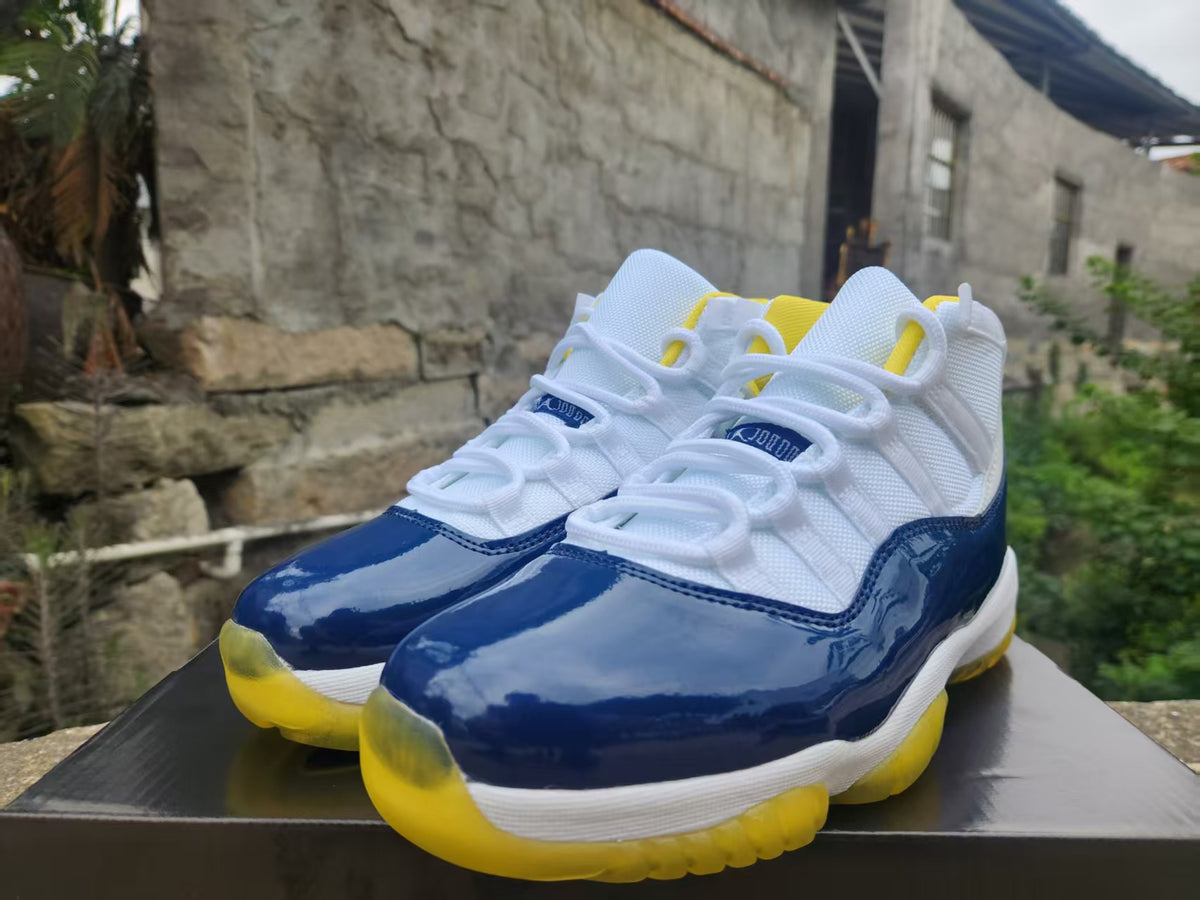 Air Jordan 11 White/Blue/Yellow Sneakers | Daybreak Compass