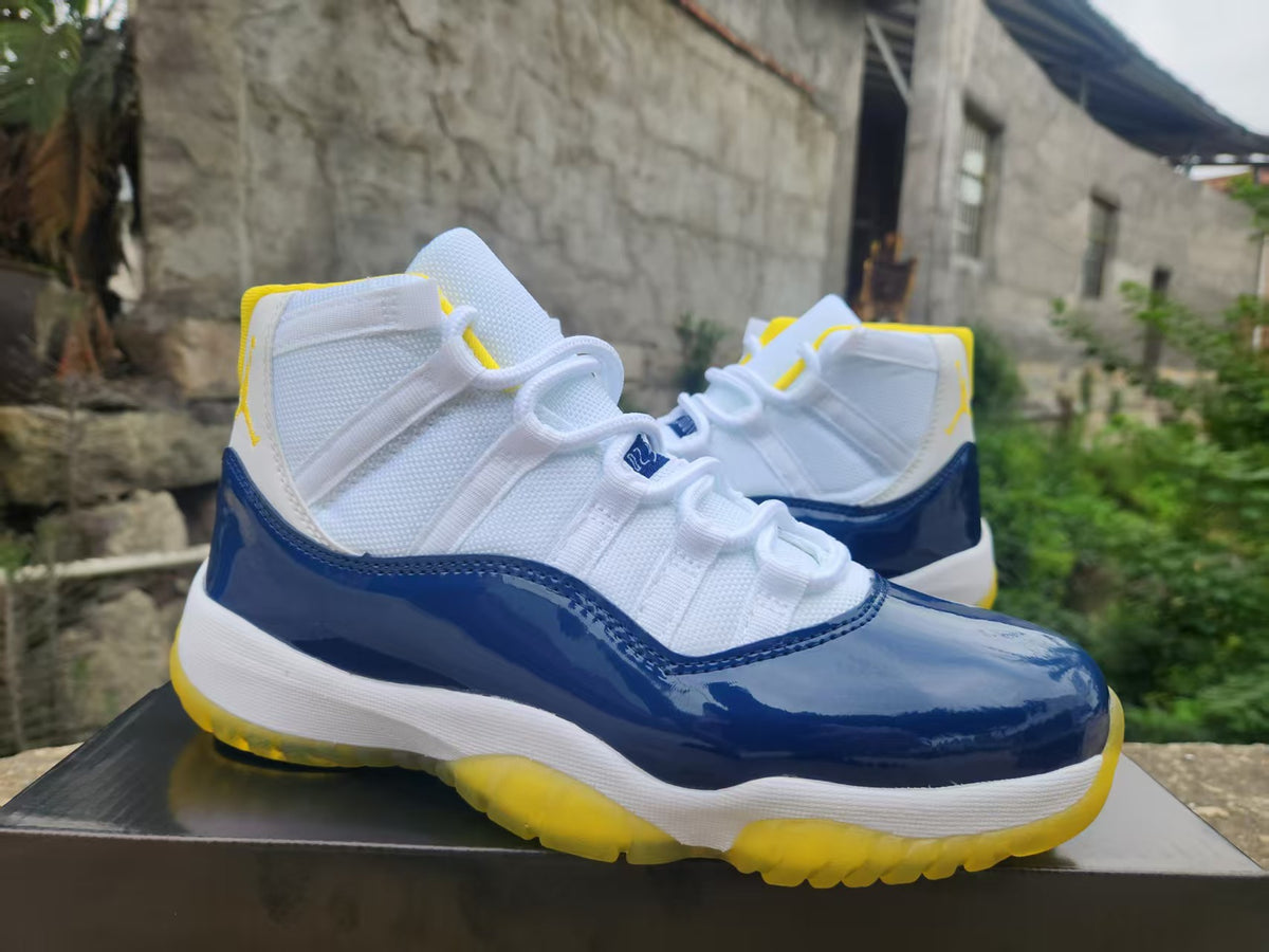 Air Jordan 11 White/Blue/Yellow Sneakers | Daybreak Compass
